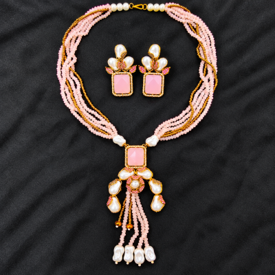 Premium Turkish Crystal and Pearl Necklace Set